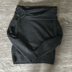 Off the shoulder buckle sweater